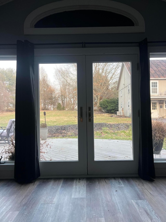 doorway featuring light wood-style flooring