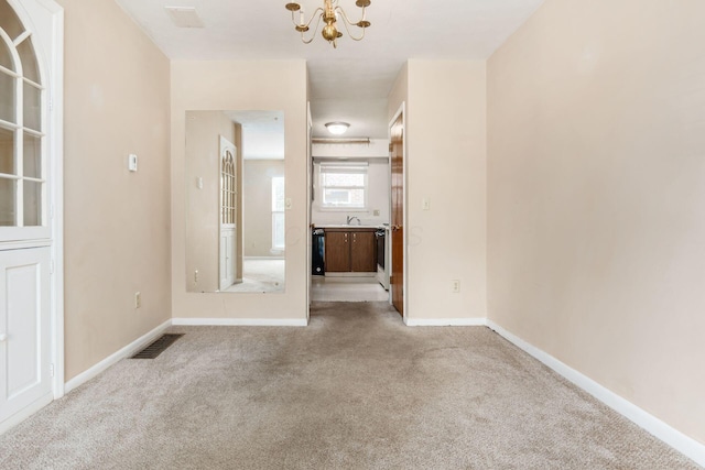 interior space with a notable chandelier