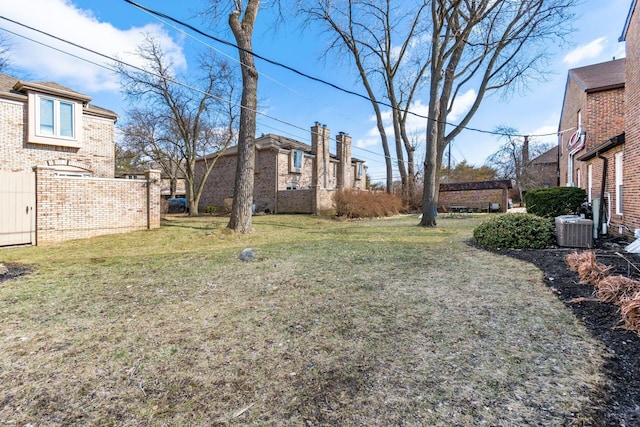 view of yard featuring central AC