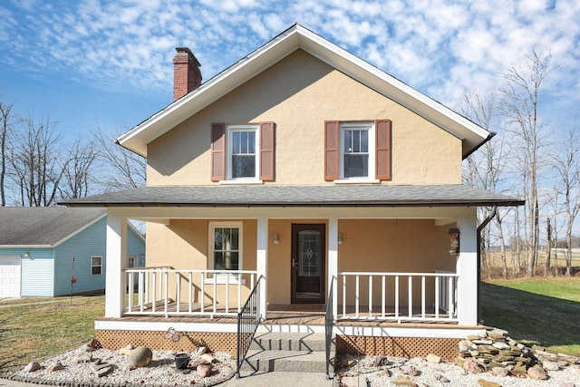 farmhouse-style home featuring covered porch