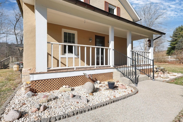 exterior space featuring covered porch