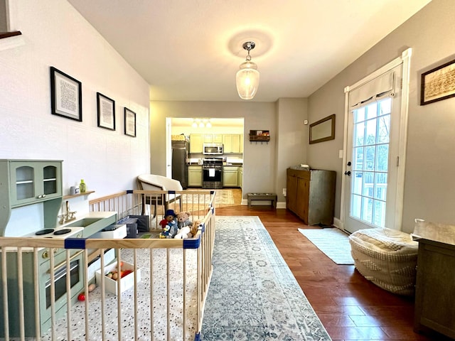 living room with hardwood / wood-style flooring