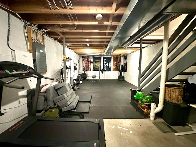 workout area featuring electric panel