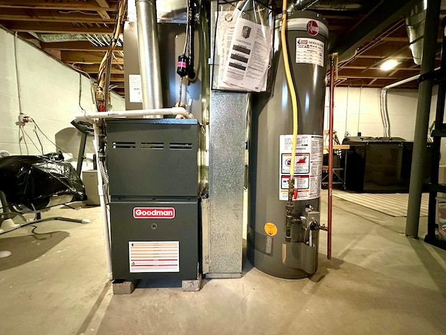 utilities featuring water heater and heating unit