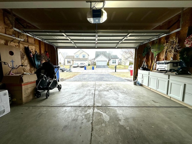 garage with a garage door opener