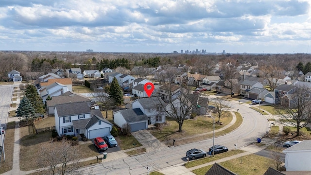 aerial view with a residential view