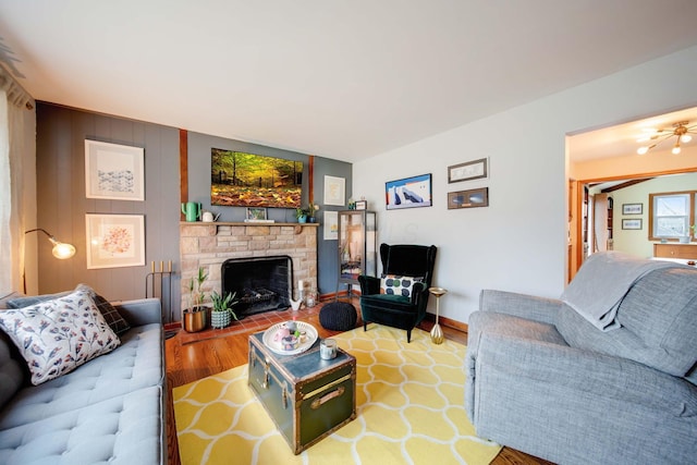 living room with hardwood / wood-style floors