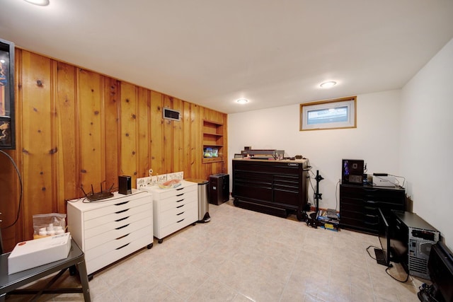 interior space with wood walls