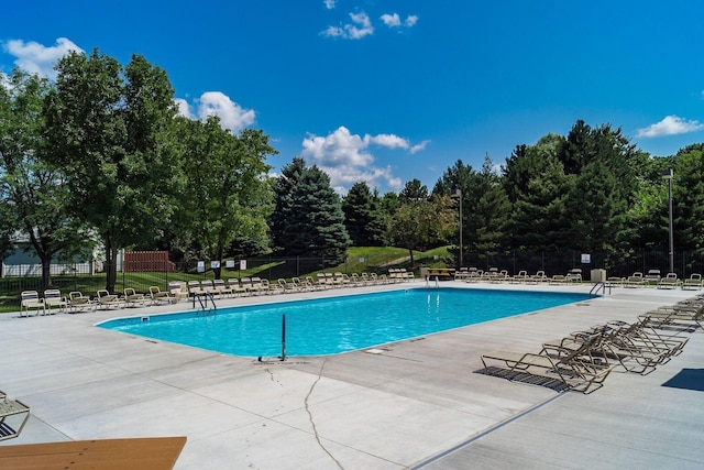 view of swimming pool with a patio