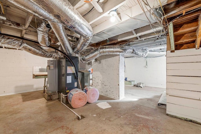 basement with water heater