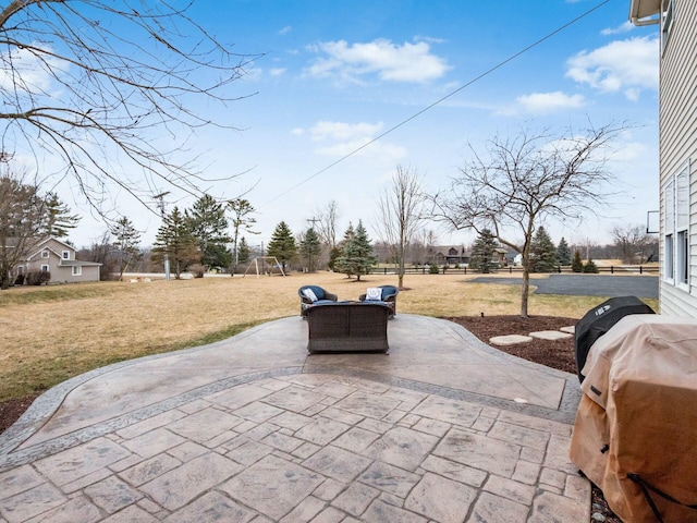 view of patio featuring area for grilling