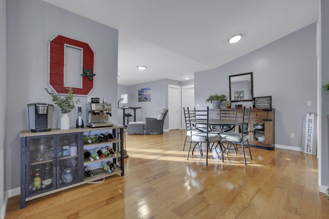 dining space featuring light hardwood / wood-style flooring