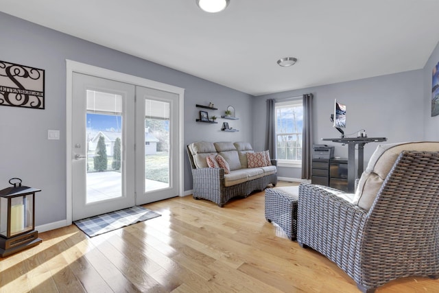 living room featuring light hardwood / wood-style floors