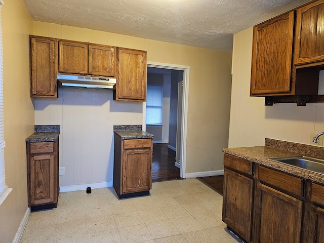 kitchen featuring sink and a textured ceiling