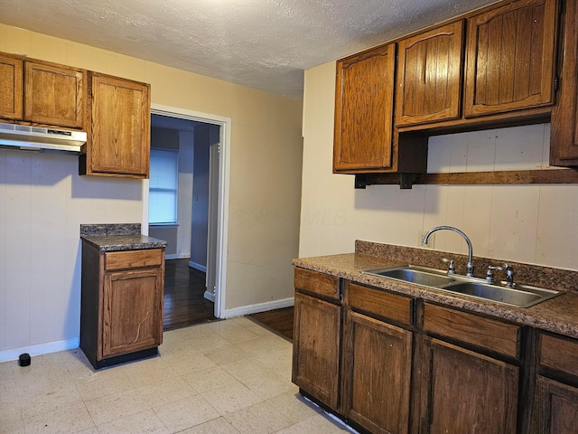 kitchen with sink and a textured ceiling