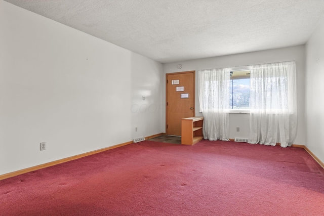 entrance foyer with carpet floors and a textured ceiling