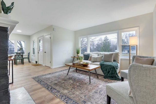 living room featuring light hardwood / wood-style flooring