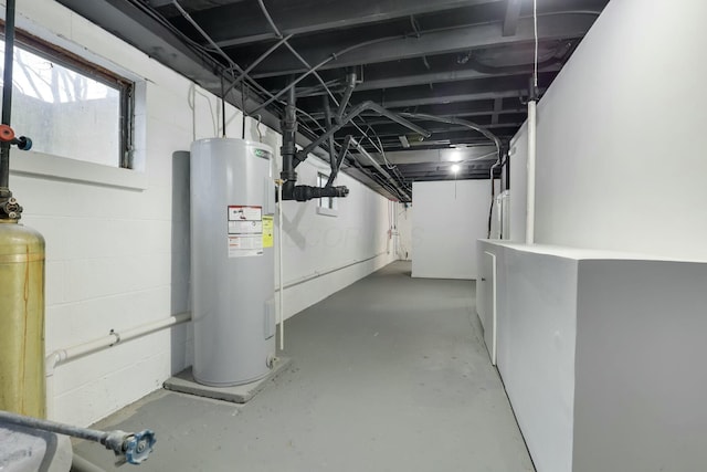 basement with electric water heater