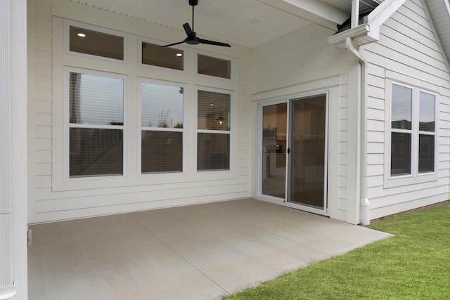 view of patio / terrace featuring ceiling fan