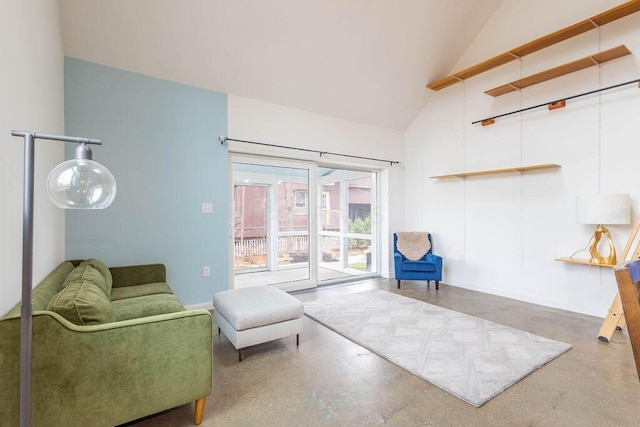 260 King St, Yellow Springs, OH 45387 - living area with high vaulted ceiling and concrete floors