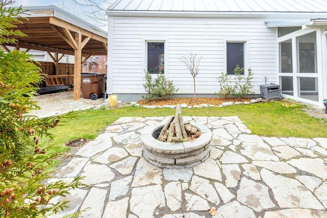260 King St, Yellow Springs, OH 45387 - view of patio with fence and a fire pit
