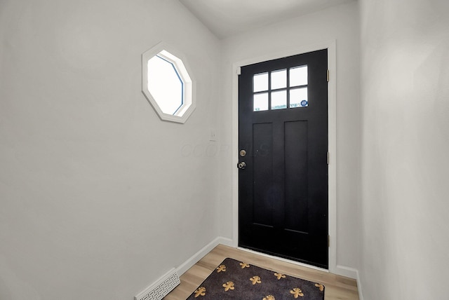 interior space with light hardwood / wood-style flooring