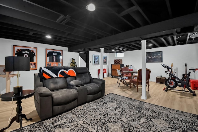 living room with wood-type flooring