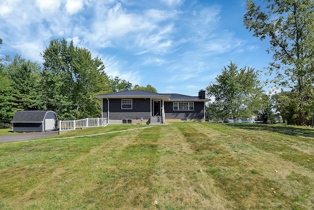 ranch-style house with a front lawn