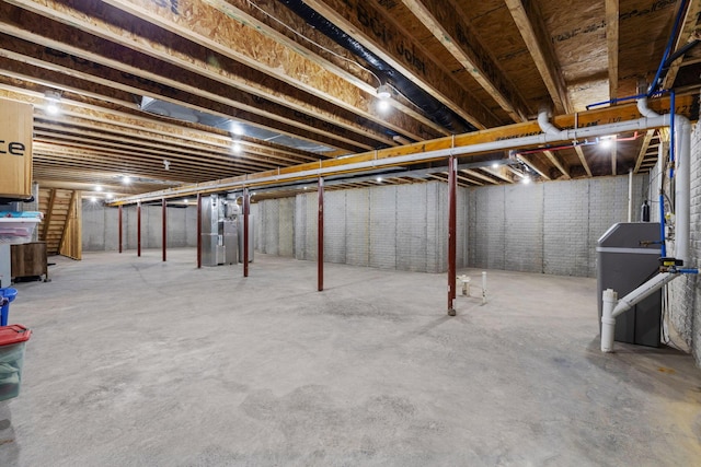 basement with heating unit