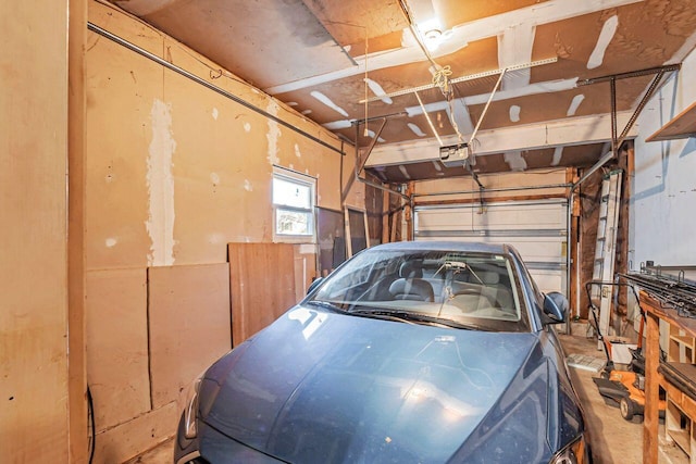 garage with a garage door opener