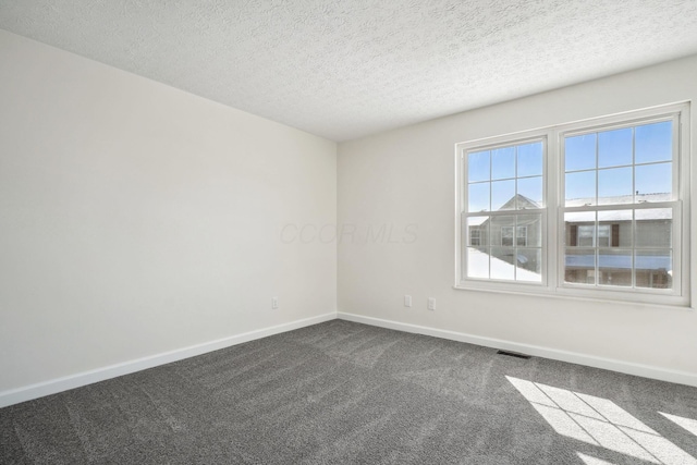 empty room featuring carpet floors and a textured ceiling