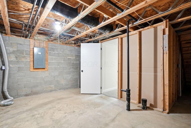 basement featuring electric panel