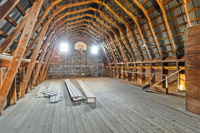 view of unfinished attic