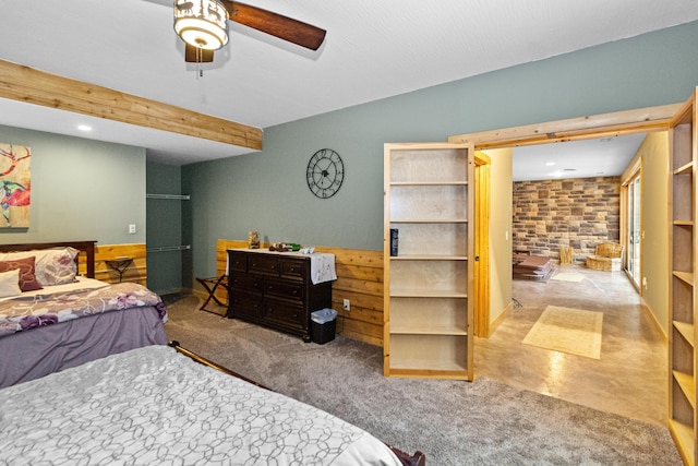 bedroom featuring beamed ceiling