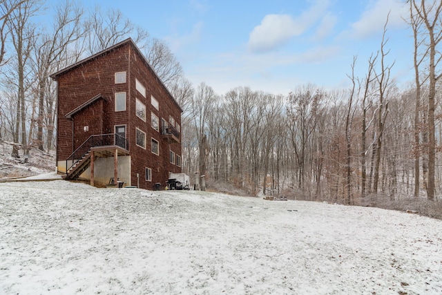 view of snow covered exterior