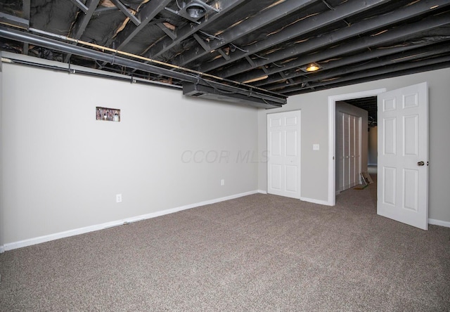 basement with carpet floors