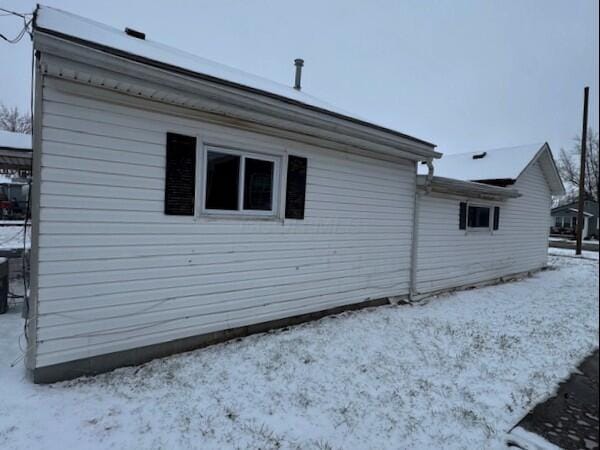 view of snow covered exterior