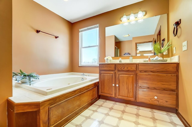 bathroom featuring a tub and vanity