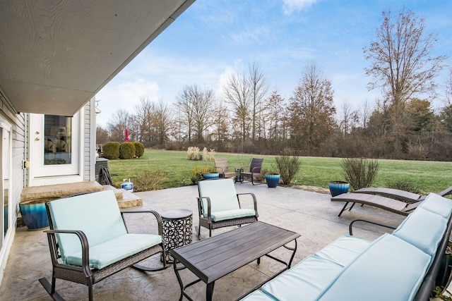 view of patio featuring an outdoor hangout area