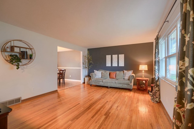 living room featuring light hardwood / wood-style flooring