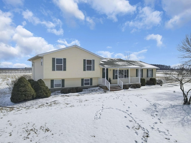 tri-level home with covered porch