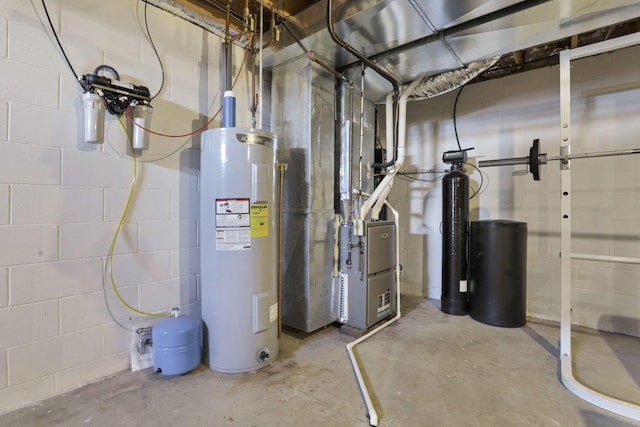 utility room with water heater