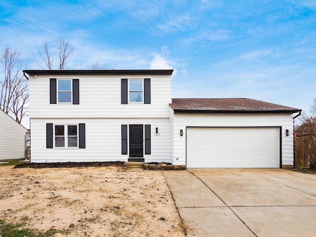 front facade with a garage