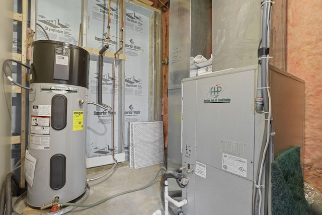 utilities featuring heating unit and heat pump water heater