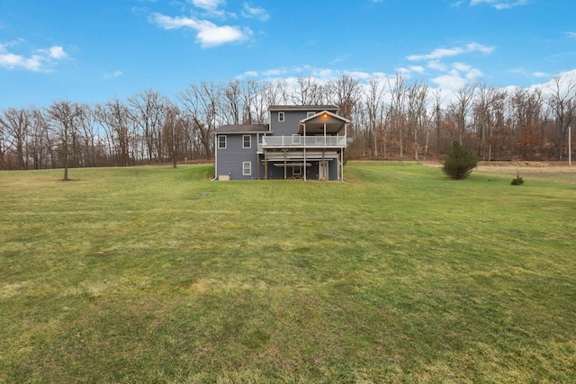 view of yard featuring a wooden deck