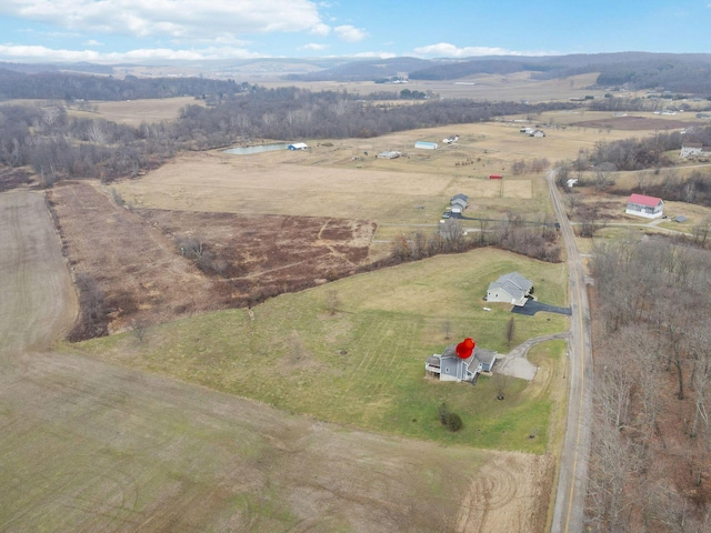 aerial view with a rural view