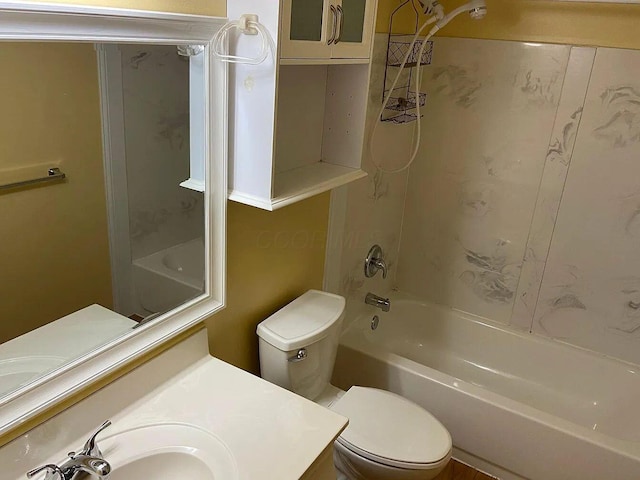 full bathroom featuring sink, washtub / shower combination, and toilet