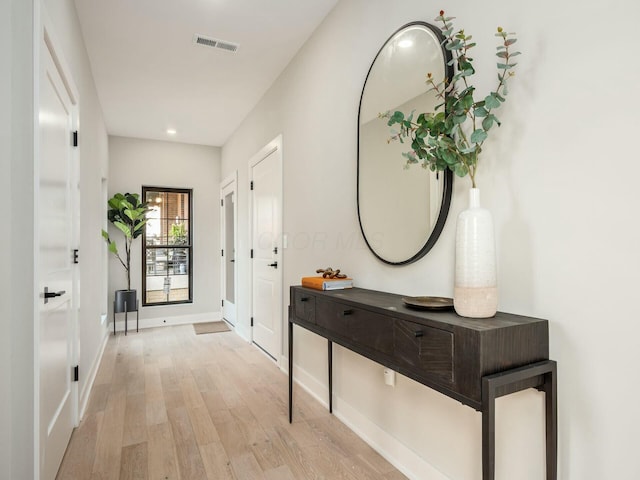 interior space with light hardwood / wood-style floors