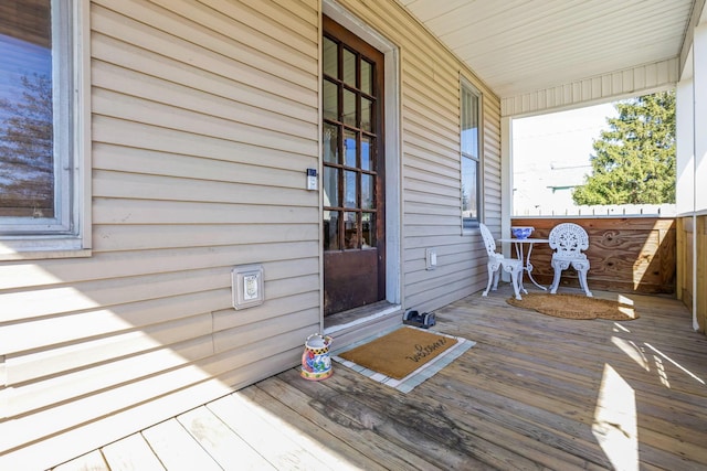 wooden deck with covered porch