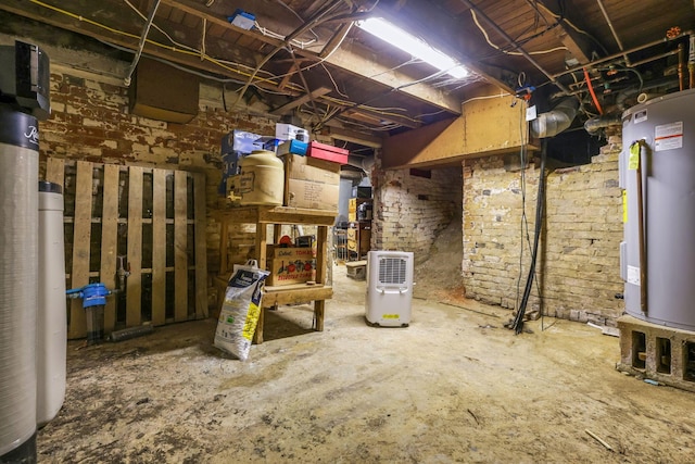 unfinished basement with gas water heater